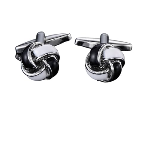 Herren Hemd Manschettenknöpfe Kupfer Material Blau Schwarz Lila Twist Manschettenknopf Hochzeit Tanzparty Business(Black white color) von KBLDOPN