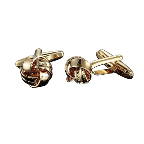 Herren Hemd Manschettenknöpfe Kupfer Material Blau Schwarz Lila Twist Manschettenknopf Hochzeit Tanzparty Business(Golden 1 share2) von KBLDOPN