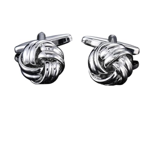 Herren Hemd Manschettenknöpfe Kupfer Material Blau Schwarz Lila Twist Manschettenknopf Hochzeit Tanzparty Business(Silver 2) von KBLDOPN