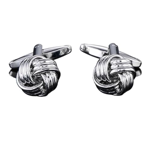 Herren Hemd Manschettenknöpfe Kupfer Material Blau Schwarz Lila Twist Manschettenknopf Hochzeit Tanzparty Business(Silver 3) von KBLDOPN