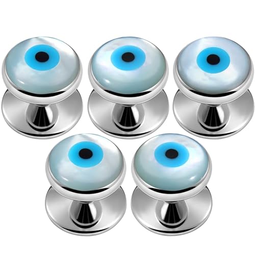 Herren Smoking Hemd Knopf Ohrstecker 5er Set, Perlmutt Knöpfe Bräutigam Hochzeit Schmuck Accessoires Hochzeit Tanzparty Business von KBLDOPN