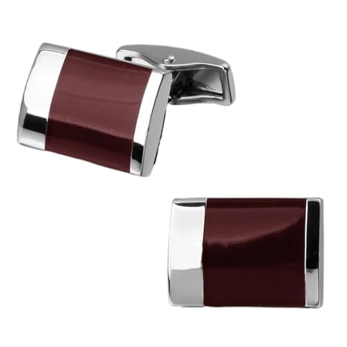 Herrenhemd Manschettenknöpfe Kupfer Material Rechteckig Weinrot Emaille Kleidung Zubehör Hochzeit Tanzparty Business von KBLDOPN