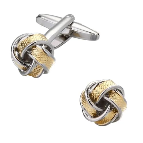 Herrenhemden Schwarz Golden Silber Manschettenknöpfe Knoten Design Kupfer Hochzeit Tanzparty Business(Color6) von KBLDOPN
