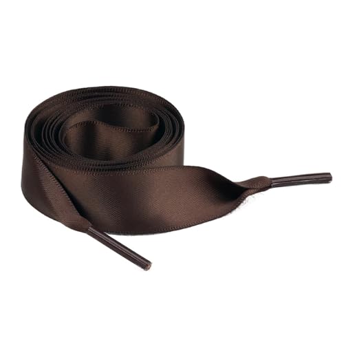 KBLDOPN 1 Paar 2CM Breite Flachband Schnürsenkel Gummi Sneakers Seide Satin Schnürsenkel Boot Damen Schöne Schnürsenkel for 100/120/150Cm Für Sportschuhe Turnschuhe Laufschuhe(Coffee,150cm) von KBLDOPN