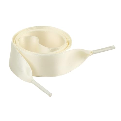 KBLDOPN 1 Paar 2CM Breite Flachband Schnürsenkel Gummi Sneakers Seide Satin Schnürsenkel Boot Damen Schöne Schnürsenkel for 100/120/150Cm Für Sportschuhe Turnschuhe Laufschuhe(Cream,150cm) von KBLDOPN