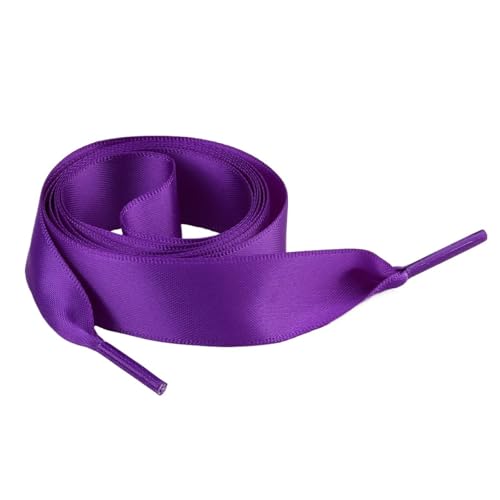 KBLDOPN 1 Paar 2CM Breite Flachband Schnürsenkel Gummi Sneakers Seide Satin Schnürsenkel Boot Damen Schöne Schnürsenkel for 100/120/150Cm Für Sportschuhe Turnschuhe Laufschuhe(Dark Purple,100cm) von KBLDOPN