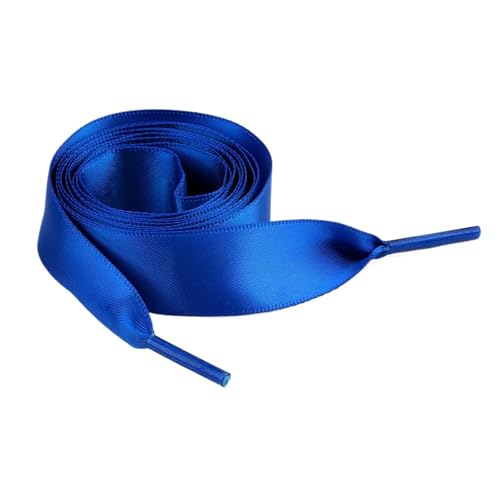 KBLDOPN 1 Paar 2CM Breite Flachband Schnürsenkel Gummi Sneakers Seide Satin Schnürsenkel Boot Damen Schöne Schnürsenkel for 100/120/150Cm Für Sportschuhe Turnschuhe Laufschuhe(Deep Blue,120cm) von KBLDOPN