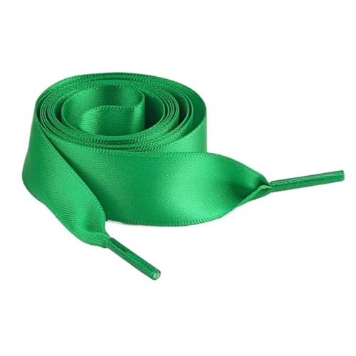 KBLDOPN 1 Paar 2CM Breite Flachband Schnürsenkel Gummi Sneakers Seide Satin Schnürsenkel Boot Damen Schöne Schnürsenkel for 100/120/150Cm Für Sportschuhe Turnschuhe Laufschuhe(Green,150cm) von KBLDOPN
