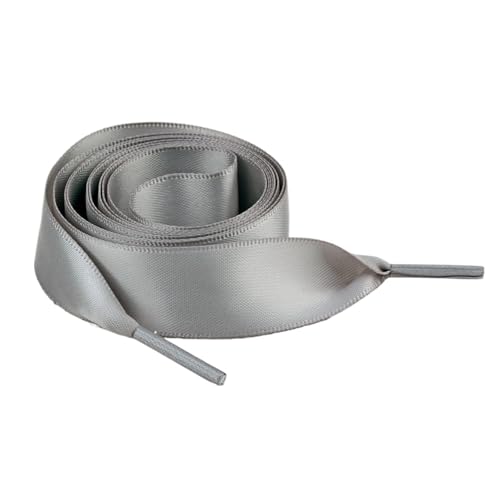 KBLDOPN 1 Paar 2CM Breite Flachband Schnürsenkel Gummi Sneakers Seide Satin Schnürsenkel Boot Damen Schöne Schnürsenkel for 100/120/150Cm Für Sportschuhe Turnschuhe Laufschuhe(Grey,100cm) von KBLDOPN