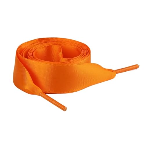 KBLDOPN 1 Paar 2CM Breite Flachband Schnürsenkel Gummi Sneakers Seide Satin Schnürsenkel Boot Damen Schöne Schnürsenkel for 100/120/150Cm Für Sportschuhe Turnschuhe Laufschuhe(Orange,150cm) von KBLDOPN