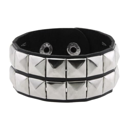KBLDOPN 1 Stück Punk Goth Rock Cuspidal Spikes Rivet Cone Stud Leder Manschette Armband for Männer Frauen Chunky Armband Armreif Schmuck Für Party/Konzert/Cosplay(Color 10) von KBLDOPN