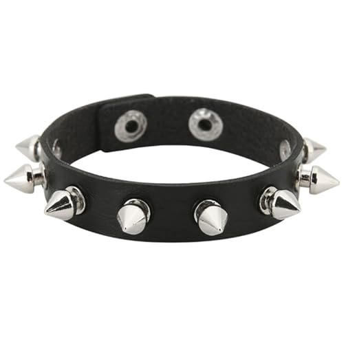 KBLDOPN 1 Stück Punk Goth Rock Cuspidal Spikes Rivet Cone Stud Leder Manschette Armband for Männer Frauen Chunky Armband Armreif Schmuck Für Party/Konzert/Cosplay(Color 5) von KBLDOPN