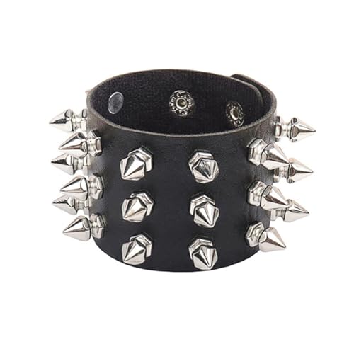 KBLDOPN 1 Stück Punk Goth Rock Cuspidal Spikes Rivet Cone Stud Leder Manschette Armband for Männer Frauen Chunky Armband Armreif Schmuck Für Party/Konzert/Cosplay(Color 8) von KBLDOPN