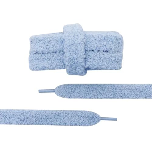 KBLDOPN 2 Paar 15 mm breite, flache Schnürsenkel aus Plüschtuch, großes, fettes, flauschiges Design, perfekt for Damen-Freizeitschuhe Für Sportschuhe Turnschuhe Laufschuhe(Blue,400cm) von KBLDOPN