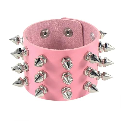 KBLDOPN Punk Lederarmband Dreireihige Cuspidal Spikes Nietenbolzen Breite Manschette PU Gothic Rock Unisex Herren Schmuck Für Party/Konzert/Cosplay(Color 03) von KBLDOPN