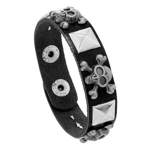KBLDOPN Vintage Lederarmband Dreireihige Cuspidal Spikes Nietenbolzen Breite Manschette PU Punk Gothic Rock Unisex Männer Schmuck Für Party/Konzert/Cosplay(RED) von KBLDOPN