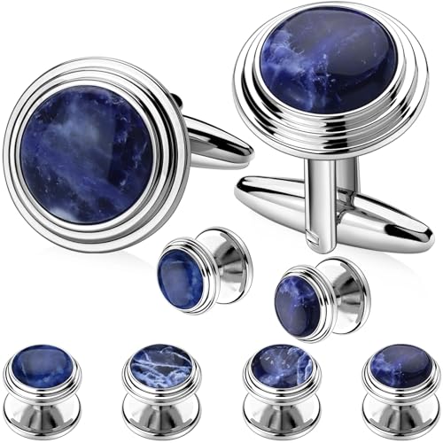 Manschettenknöpfe und Ohrstecker for Herren-Smoking, Manschettenknopf-Set mit Stein-Smokinghemd-Knopf, speziell entworfen for Hochzeitsgeschäfte Hochzeit Tanzparty Business(Color 1) von KBLDOPN