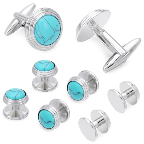 Manschettenknöpfe und Ohrstecker for Herren-Smoking, Manschettenknopf-Set mit Stein-Smokinghemd-Knopf, speziell entworfen for Hochzeitsgeschäfte Hochzeit Tanzparty Business(Color 2) von KBLDOPN