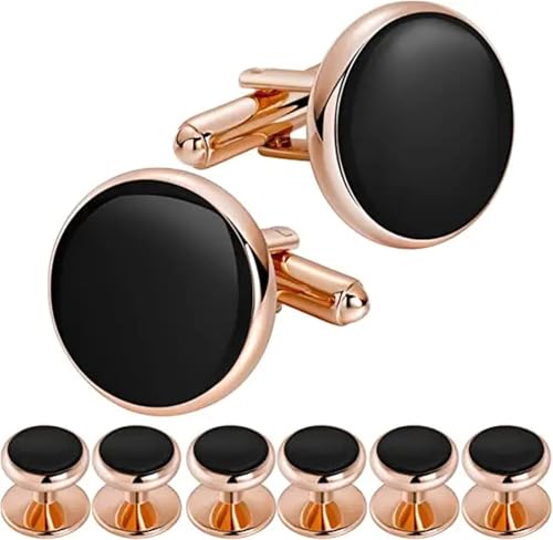 Manschettenknöpfe und Smoking-Ohrstecker for Herren; Zubehör passend for schwarzen Anzug, weißes Hemd und Weste Hochzeit Tanzparty Business(Rose gold) von KBLDOPN
