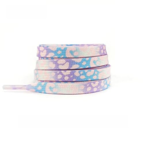 Modische flache Schnürsenkel for Turnschuhe, Farbe Leopardenmuster, Batik-Farbverlauf, Schnürsenkelseil for Männer und Frauen aus Segeltuch Für Sportschuhe Turnschuhe Laufschuhe(Purple Blue,140cm) von KBLDOPN