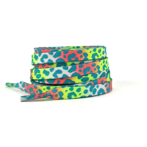 Modische flache Schnürsenkel for Turnschuhe, Farbe Leopardenmuster, Batik-Farbverlauf, Schnürsenkelseil for Männer und Frauen aus Segeltuch Für Sportschuhe Turnschuhe Laufschuhe(White Orange Green,160 von KBLDOPN