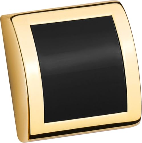 Quadratische Manschettenknöpfe und Ohrstecker for Herren-Smokinghemd, Perlmutt-Manschettenknöpfe, Knöpfe, Set for Mann, Hochzeitsschmuck Hochzeit Tanzparty Business(Gold-Black) von KBLDOPN