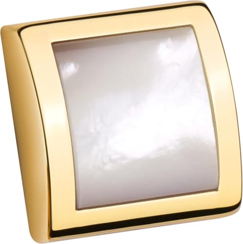 Quadratische Manschettenknöpfe und Ohrstecker for Herren-Smokinghemd, Perlmutt-Manschettenknöpfe, Knöpfe, Set for Mann, Hochzeitsschmuck Hochzeit Tanzparty Business(Gold-White) von KBLDOPN