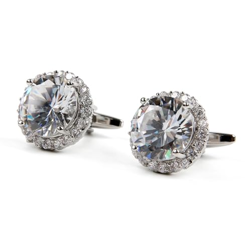 Vintage Herren Manschettenknöpfe Leichter Luxus Zirkon Runde Hemdknöpfe Ärmelstecker Business Hochzeit Kleidung Accessoires Hochzeit Tanzparty Business von KBLDOPN