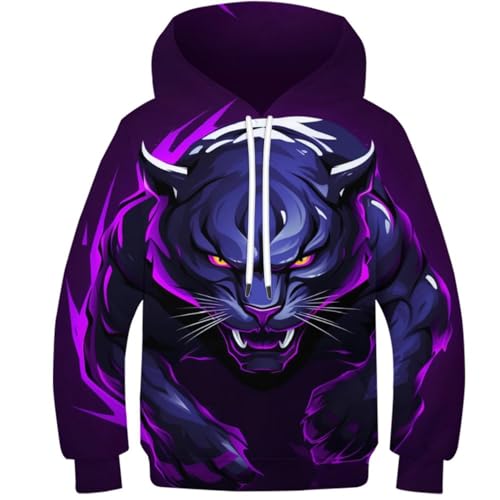 Black Panther Unisex Kinder Hoodie 3D Cartoon Artistic Kapuzenpullover Langarm Pullover Hoodies Sweatshirt Für Jungen Mädchen Mit Tasche Alter 6-16 9-11Y von KBLDYAFB