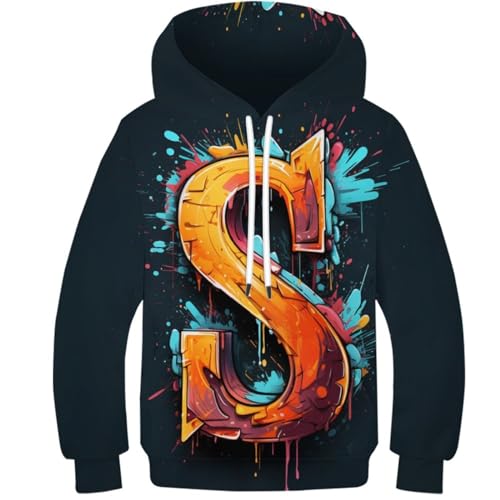Graffiti Art Unisex Kinder Hoodie 3D Cartoon Art Kapuzenpullover Langarm Pullover Hoodies Sweatshirt Für Jungen Mädchen Mit Tasche Alter 6-16 9-11Y von KBLDYAFB