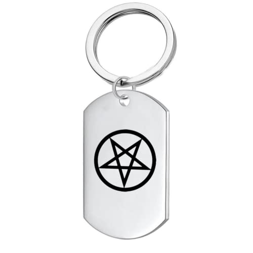 KBNSUIAN Edelstahl Baphomet Invertiertes Pentagramm Pentacle Satanisches Siegel Schlüsselanhänger Church of Satan Schlüsselbund Heide Accessoires Geschenke von KBNSUIAN