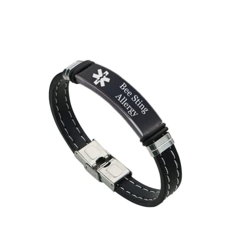 KBNSUIAN Graviert Medizinischer Alarm Lebensmittel Allergie Identifikations Silikon Armband für Frauen Männer,Personalisiert Krankheit Allergisch Bewusstsein Armreif zum Notfall von KBNSUIAN