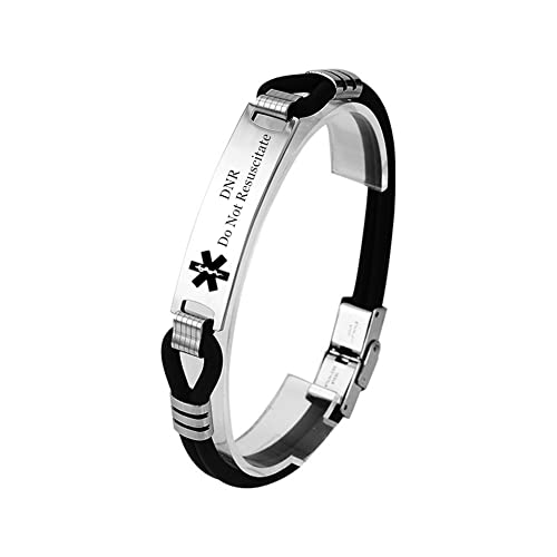 KBNSUIAN Medizinisch Identifikation Armbänder Sanitäter Alarm ID Krankheits Allergie Geschichtet Silikon Armband Personalisierter Meds Schmuck für Damen Herren für den Notfall, 8,26 Zoll von KBNSUIAN