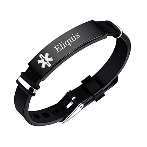 KBNSUIAN Personalisierte Silikon Medizinischer Alarm Armband Einstellbare Krankheit Allergien Diagnose Identität ID Armreif Meds Notfall Ice Schmuck für Frauen Männer Jugendliche von KBNSUIAN