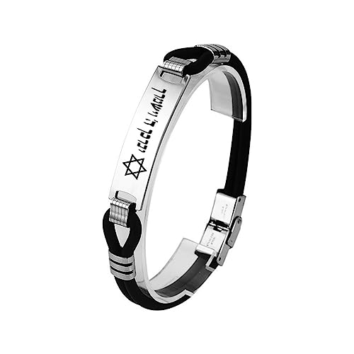 KBNSUIAN Stilvolle Judaica Hebräischer Schmuck Jüdisch Magen David Stern mit Hebräer Graviert Schichtweise Silikon Armband Armreif Segen Israel Geschenke für Männer Frauen, 8,26 Zoll von KBNSUIAN