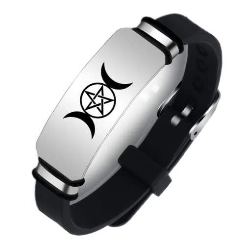 KBNSUIAN Verstellbares Dreifache Mondgöttin Pentagramm Wicca Silikon Armband für Erwachsene Kinder, Magie Wicca Hexerei Übernatürlich Amulett Armreif für Damen Herren Jungen Mädchen von KBNSUIAN