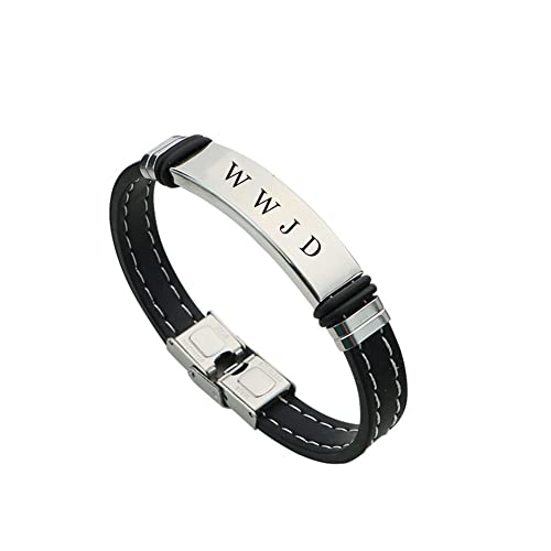 Stilvolles WWJD Armband,What Would Jesus Do Silikon Armreif,Inspirierendes Christus Jesus Weisheits Anleitungs Armbänder,Personalisierter Gravierter religiöser Schmuck für Christliche Frauen Männer von KBNSUIAN