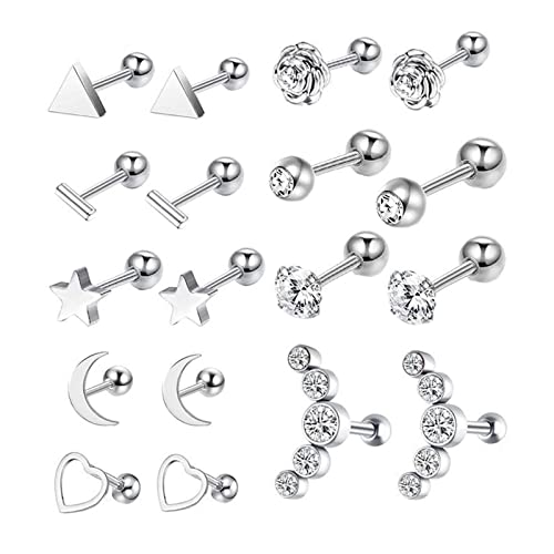 18x Tragus Ohrringe Set Helix Barbell Stern für Mädchen Männer Frauen von KBOLAE
