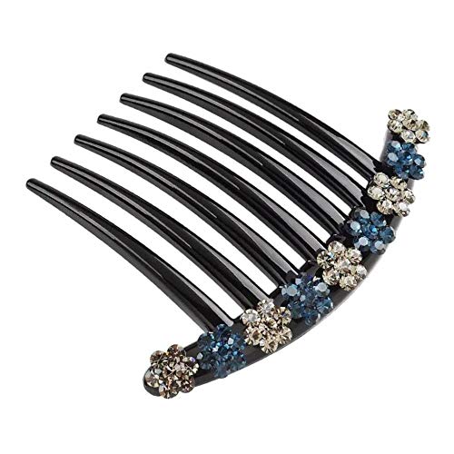 Haarkamm mit Strasssteinen, für Hochsteckfrisuren, Brautschmuck, Blau von KBOLAE