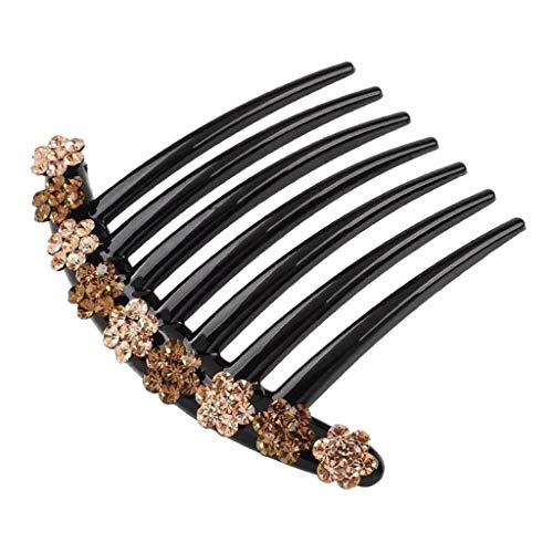 Haarkamm mit Strasssteinen, für Hochsteckfrisuren, Brautschmuck, Champagner von KBOLAE