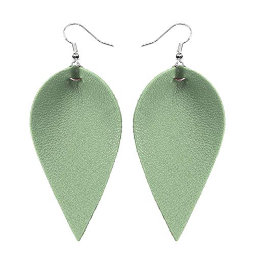 Handgefertigte Leder-Ohrringe für Mädchen, Boho-Blätter, Tropfenform, Haken, baumelnder Anhänger, Ohrstecker, Damenschmuck, gelb, 8.3*3.5cm, Kunststoff, Siehe Beschreibung von KBOLAE