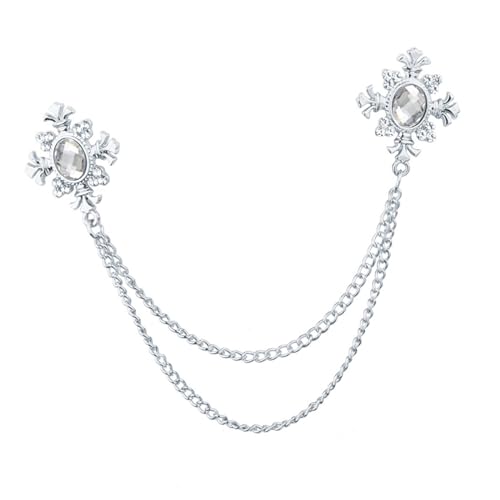 Herren-Brosche Revers Mode Frauen Strass Kette Brosche für Hemden Mantel Krawatte Silber Weiß von KBOLAE