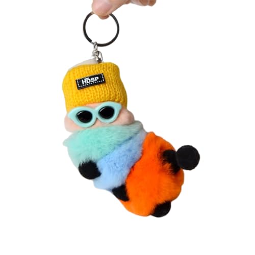 Inworm Schlüsselanhänger Paar Raupe Anhänger Fell Ornament Geschenk Kawaii Tasche Hängend Mini Mode Orange, Orange, as description von KBOLAE