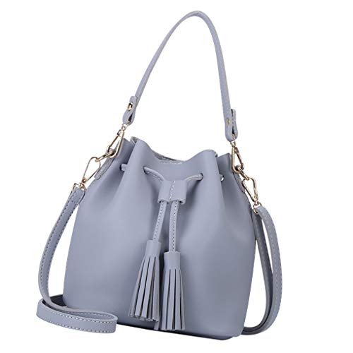 KBOLAE Beuteltasche, Kunstleder, Quaste, Kordelzug, Umhängetasche, einfarbig, Weiß, grau, as description KBOLAE Beuteltasche, Kunstleder, Quaste, Kordelzug, Umhängetasche, einfarbig, Weiß, grau, as description von KBOLAE