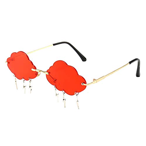 KBOLAE Wolken-Sonnenbrille, Blitz-Quasten-Anhänger, farbige Gläser, Brillen, Grau, rot, 146x140x41mm KBOLAE Wolken-Sonnenbrille, Blitz-Quasten-Anhänger, farbige Gläser, Brillen, Grau, rot, 146x140x41mm von KBOLAE