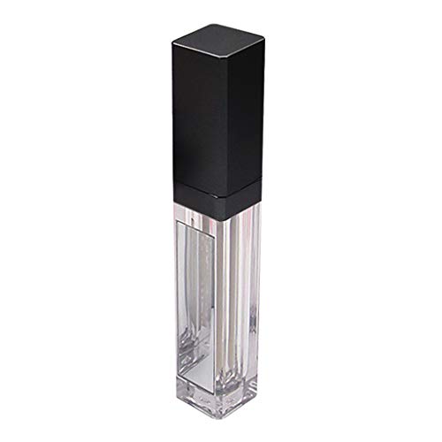 Leere Lipgloss-Röhrchen, 7 ml, mit Spiegel und LED-Licht, klar + schwarz, transparent schwarz von KBOLAE