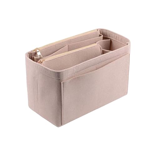 Multifunktionale Reise-Kosmetiktasche, multifunktional und stilvoll, Filz ist robust und langlebig, beliebter Damen-Make-up-Organizer, Betongrau, Größe S, 22 x 11 x 13 cm, Beige, L: 30 x 15 x 16 cm, L von KBOLAE