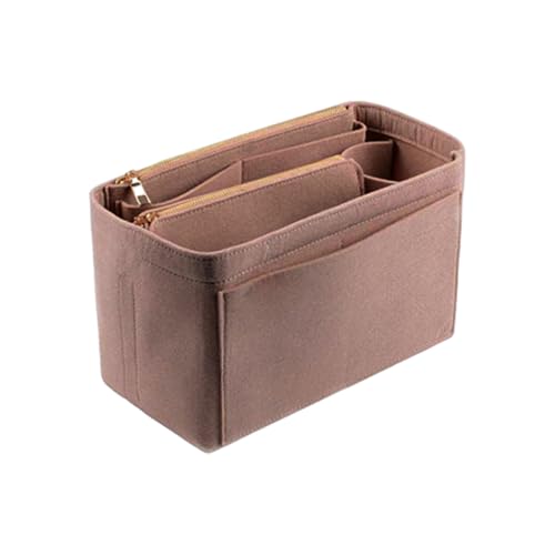 Multifunktionale Reise-Kosmetiktasche, multifunktional und stilvoll, Filz ist robust und langlebig, beliebter Damen-Make-up-Organizer, Betongrau, Größe S, 22 x 11 x 13 cm, Braun, Größe XL: 34 x 17 x von KBOLAE