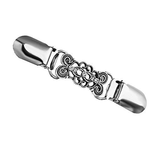 Retro-Brosche, Clip, Schal, Strickjacke, Pullover, Brosche, Clips, silberfarbener Kristall von KBOLAE