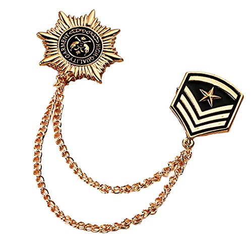 Retro Legierung Kette Brosche Pins Anis Stern Schild Armee Abzeichen Herren Accessoires von KBOLAE